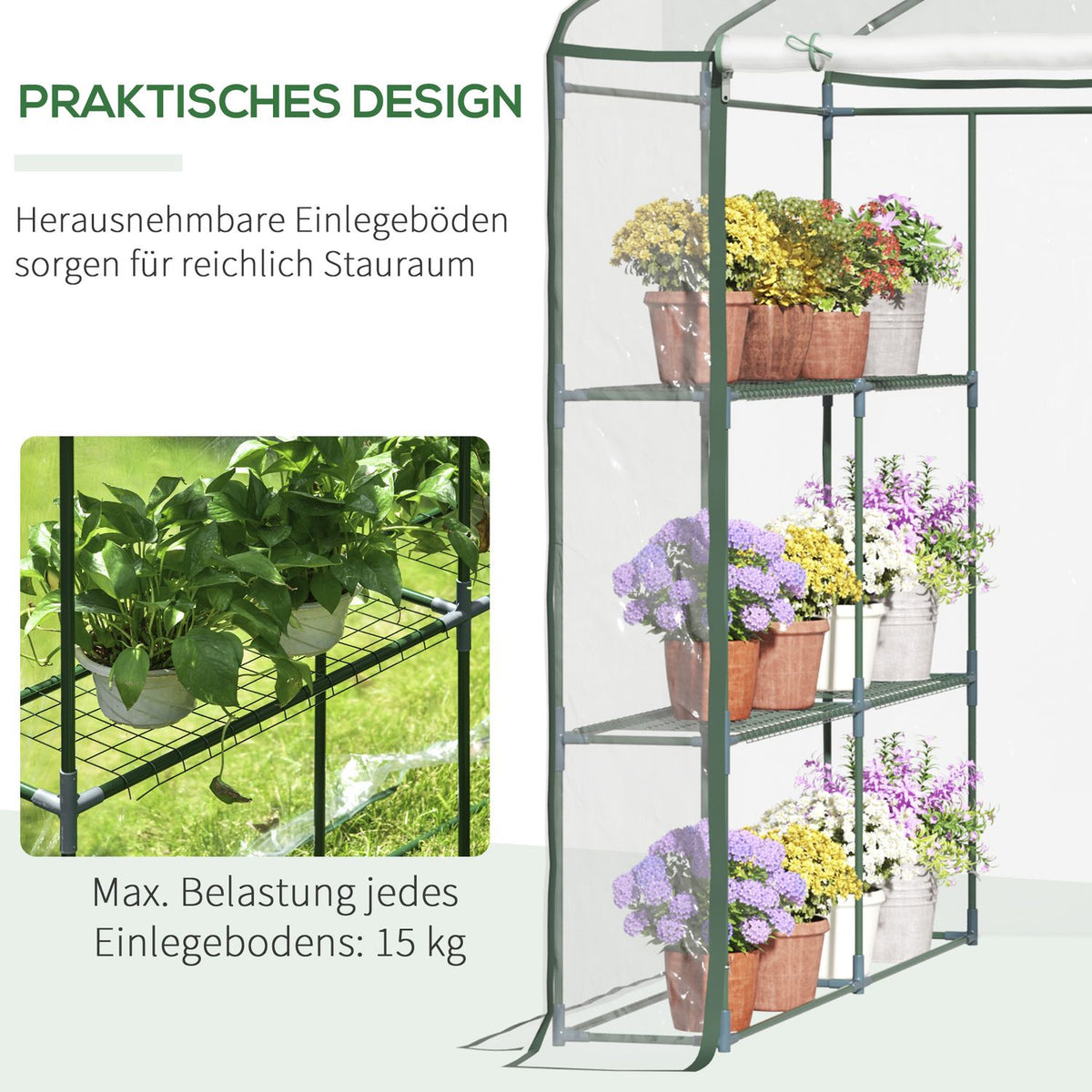 Foil Greenhouse Walk-In Garden Shed Tomato Greenhouse With 6 Shelves, Transparent Steel Pvc, For Garden
