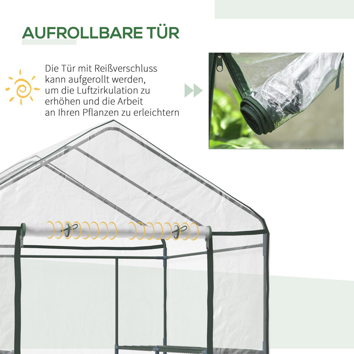 Foil Greenhouse Walk-In Garden Shed Tomato Greenhouse With 6 Shelves, Transparent Steel Pvc, For Garden