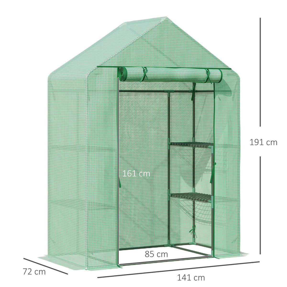 Foil Greenhouse Walk-In Garden Shed With 6 Shelves Greenhouse For Plants With Roll-Up Entrance Green