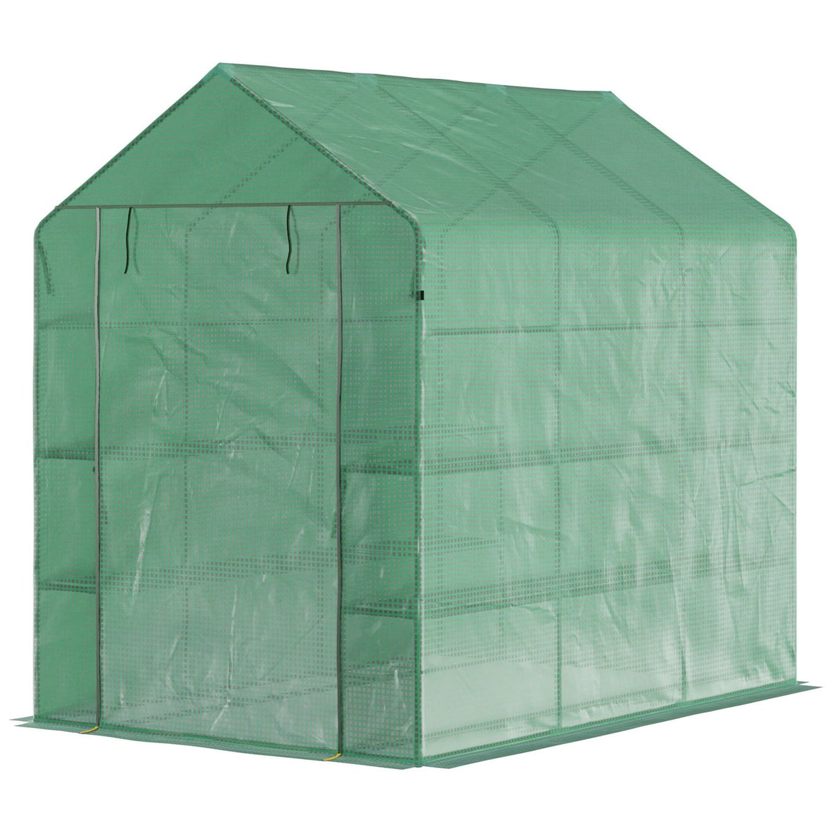 Foil Greenhouse Walk-In Greenhouse With 8 Shelves, Door, Green, 214X143X195Cm