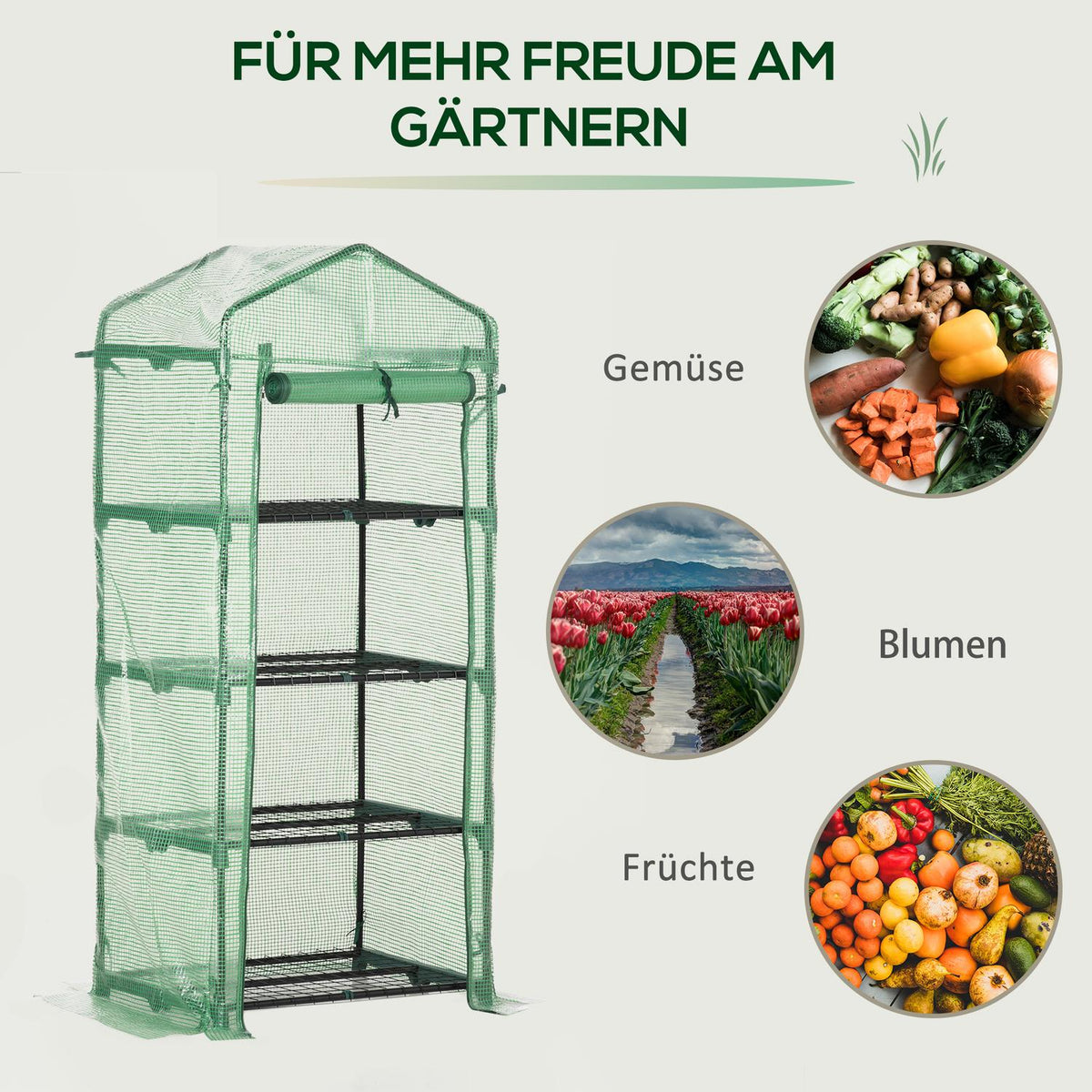 Foil Greenhouse With 4 Shelves, Cold Frame For Plants, Green, 70X50X160Cm