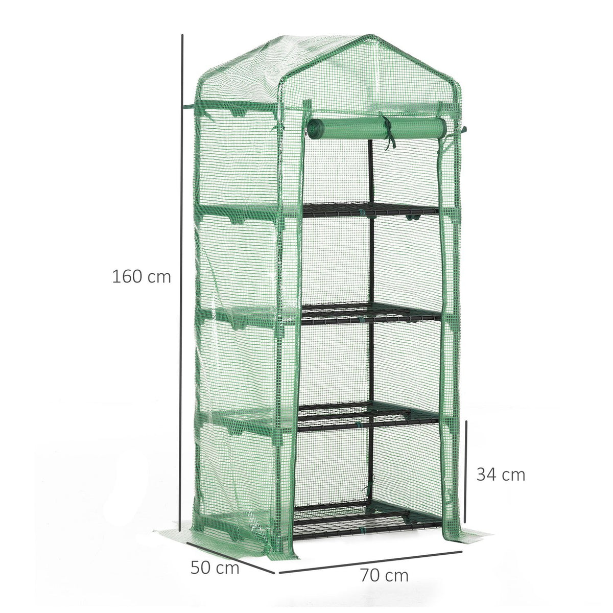 Foil Greenhouse With 4 Shelves, Cold Frame For Plants, Green, 70X50X160Cm