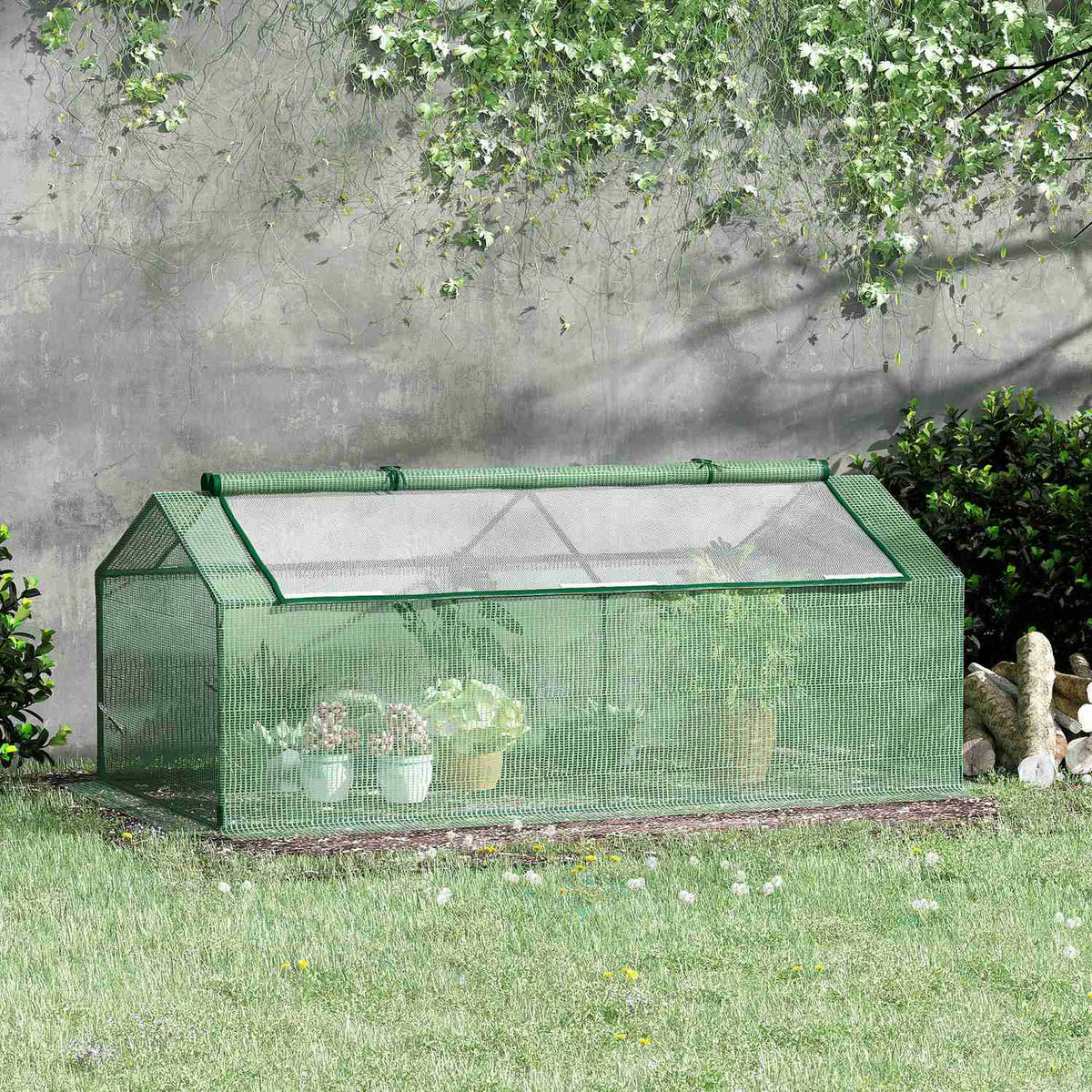 Foil Greenhouse With Window Greenhouse Tomato House Cold Frame 180 X 90 X 70 Cm Green