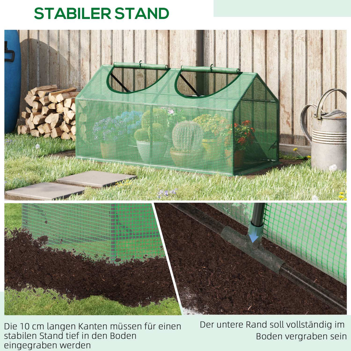 Foil Greenhouse With Window, Pe Greenhouse, Tomato House, Cold Frame, 120X60X60 Cm, Green