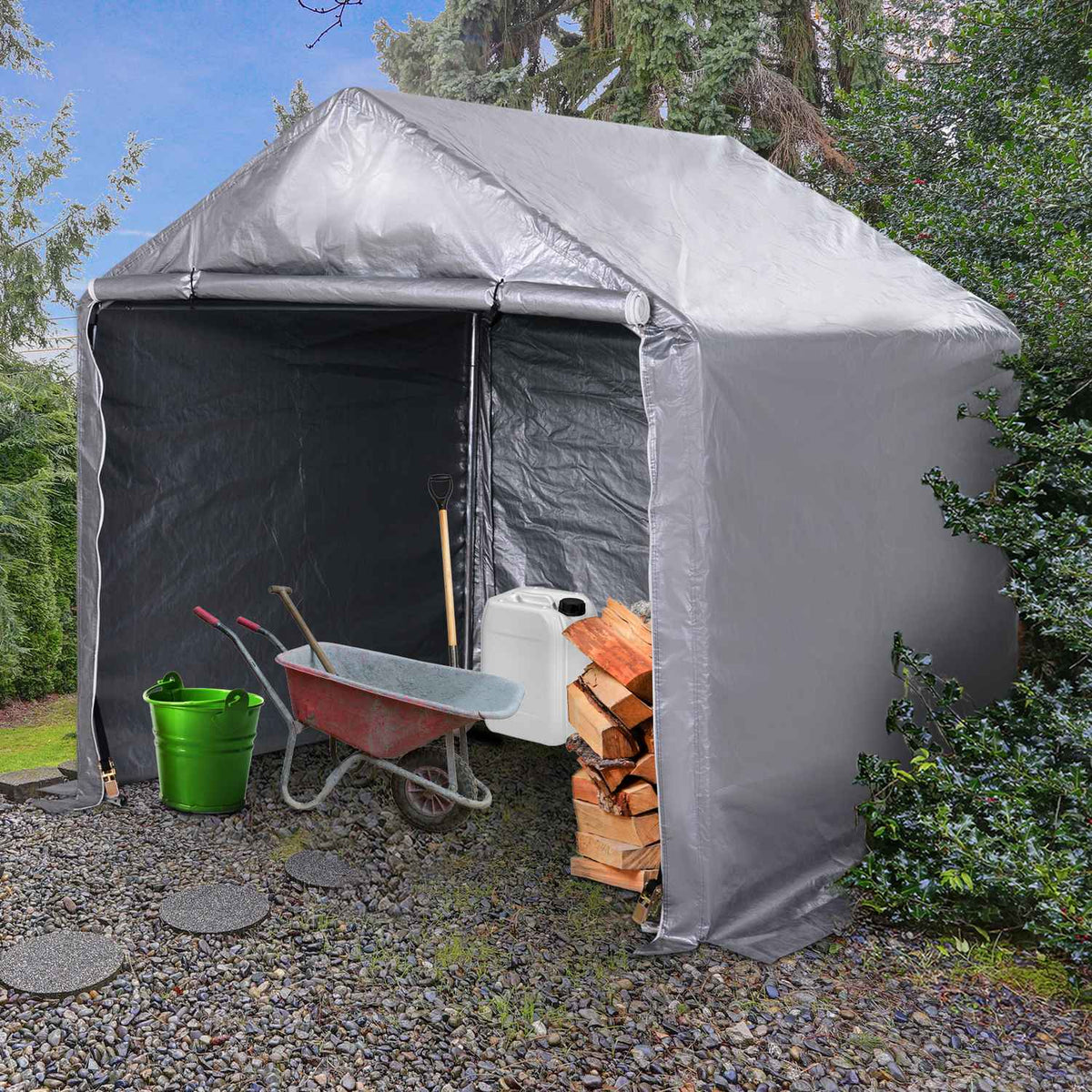 Foil Tool Shed 2X2X2M Garden Shed Foil Garage Steel Pe Gray