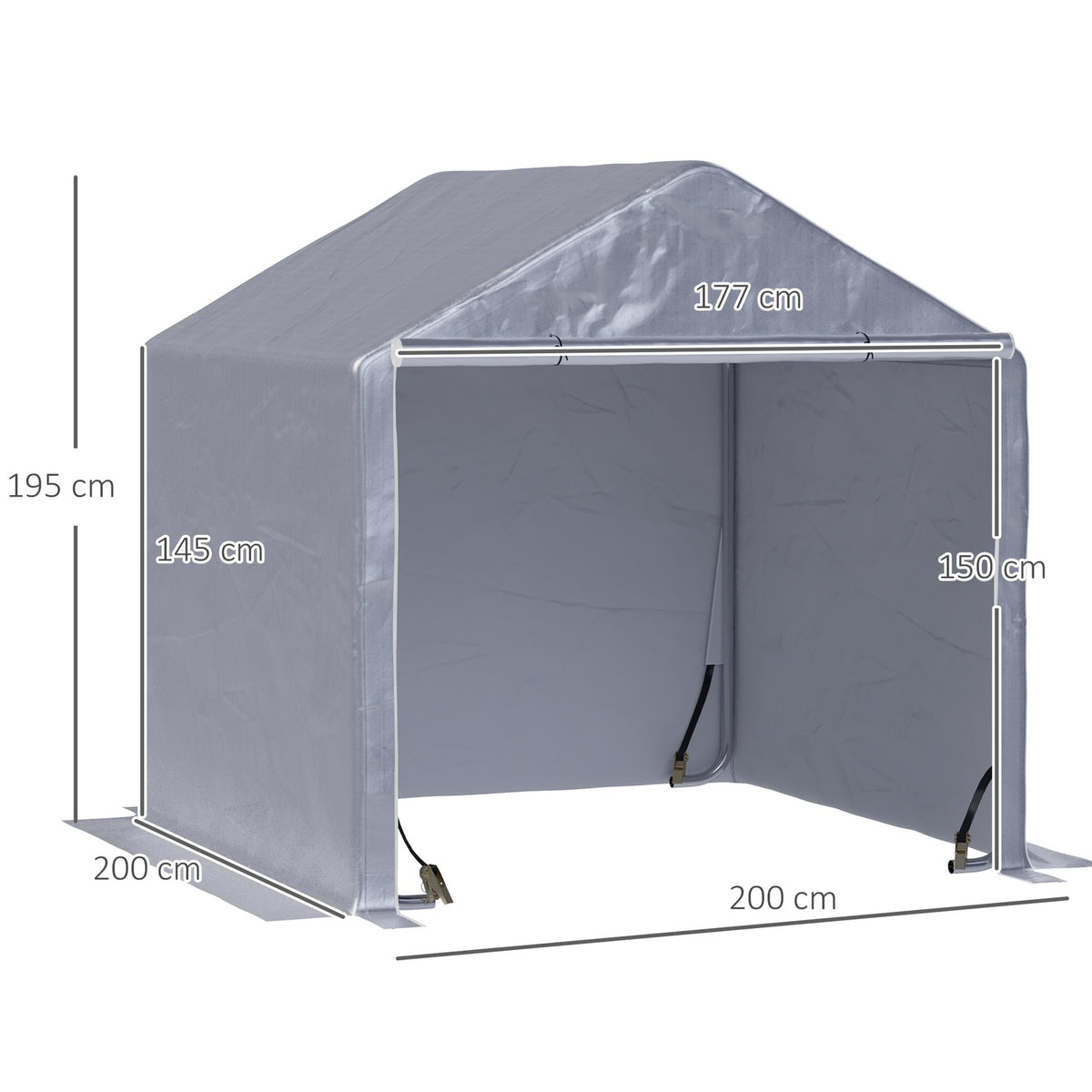 Foil Tool Shed 2X2X2M Garden Shed Foil Garage Steel Pe Gray