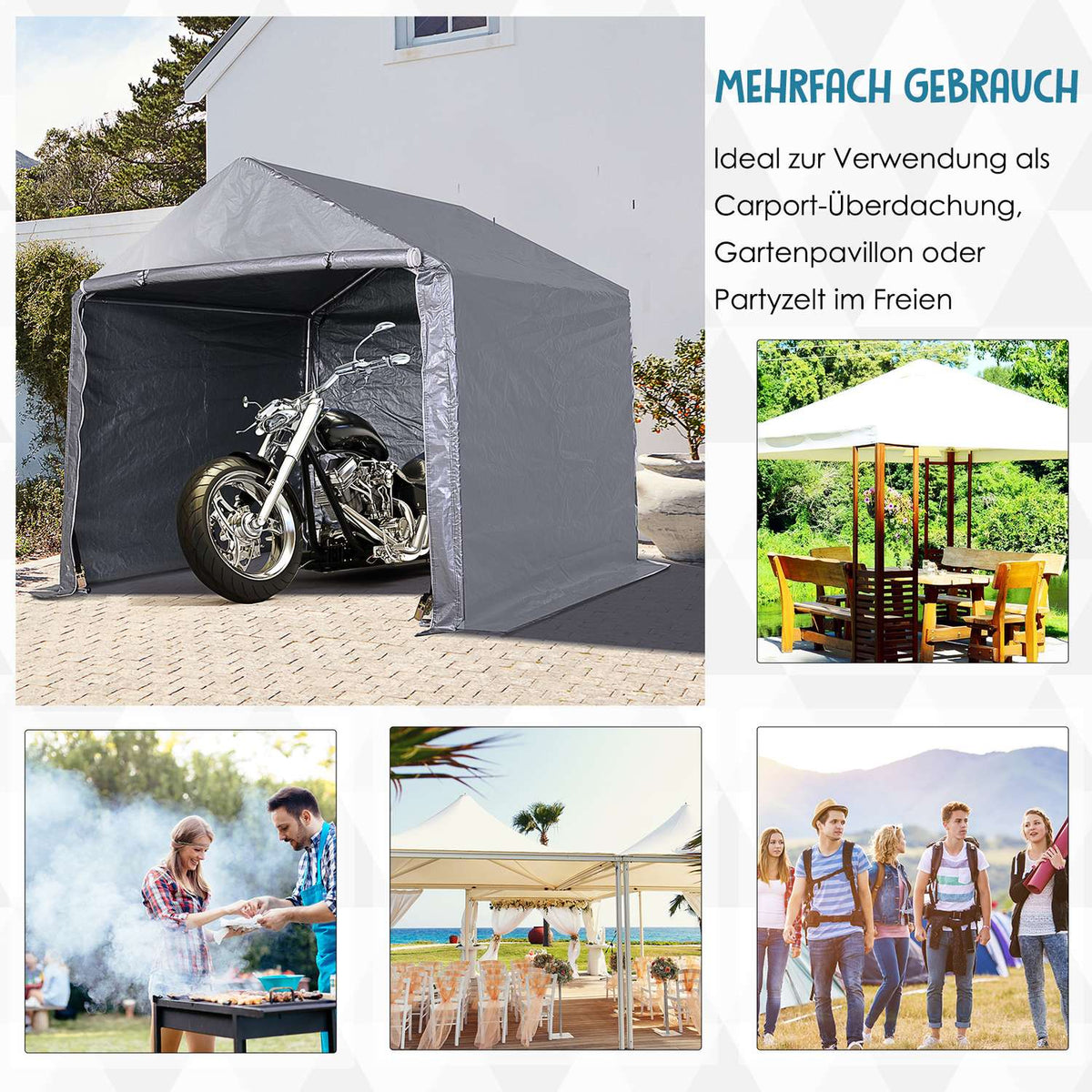 Foil Tool Shed 2X2X2M Garden Shed Foil Garage Steel Pe Gray