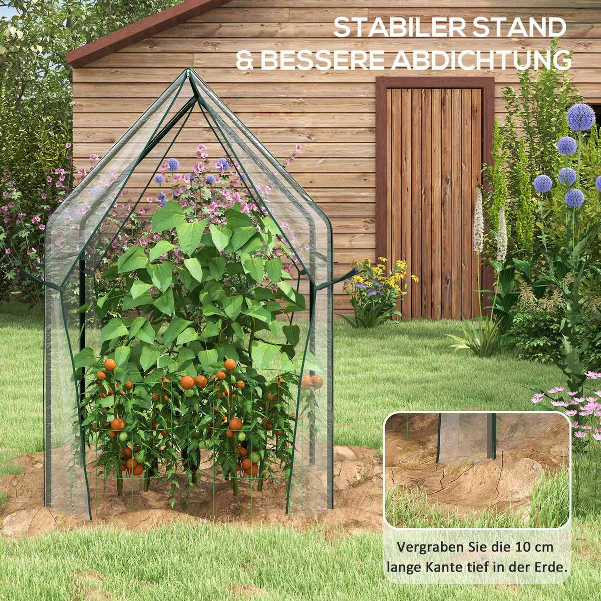 Foil greenhouse greenhouse with double door windproof plant house for garden 90 x 90 x 145 cm made of PE transparent