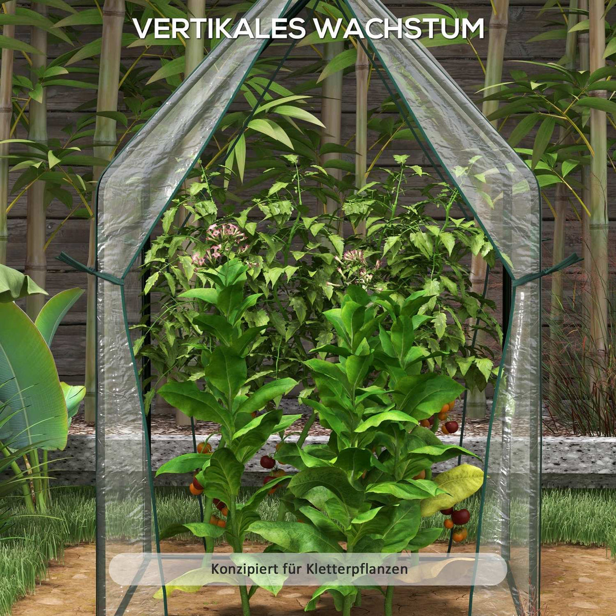 Foil greenhouse greenhouse with double door windproof plant house for garden 90 x 90 x 145 cm made of PE transparent