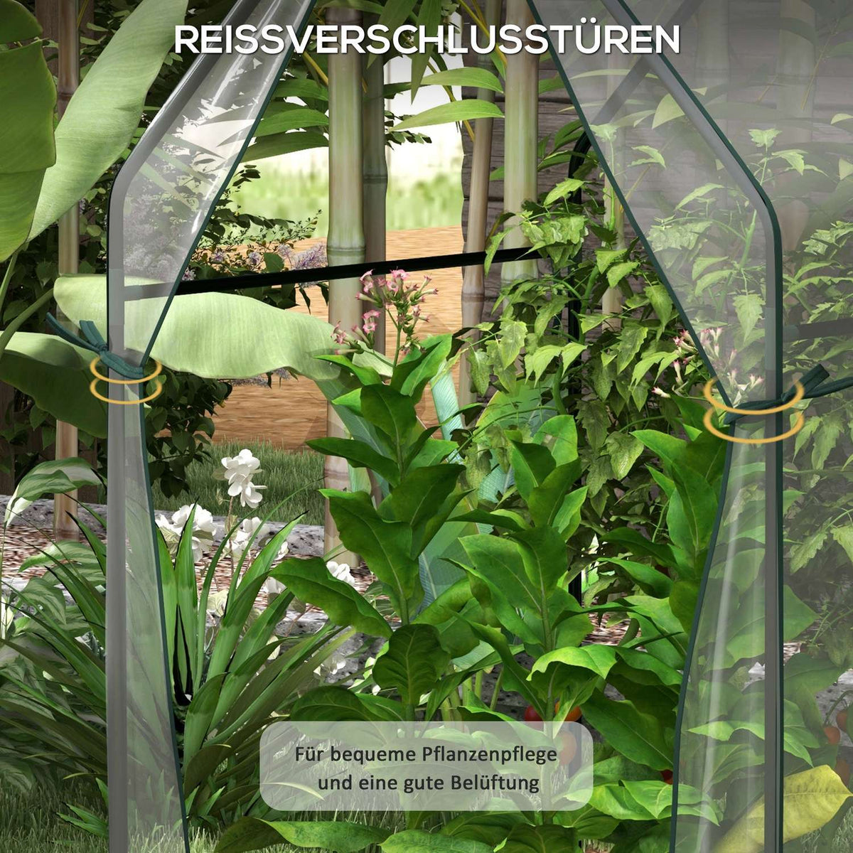 Foil greenhouse greenhouse with double door windproof plant house for garden 90 x 90 x 145 cm made of PE transparent