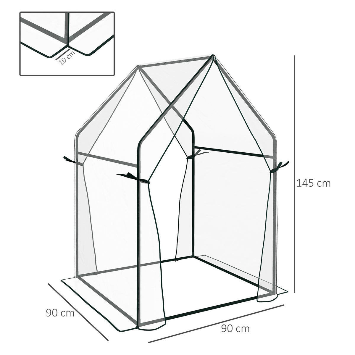 Foil greenhouse greenhouse with double door windproof plant house for garden 90 x 90 x 145 cm made of PE transparent