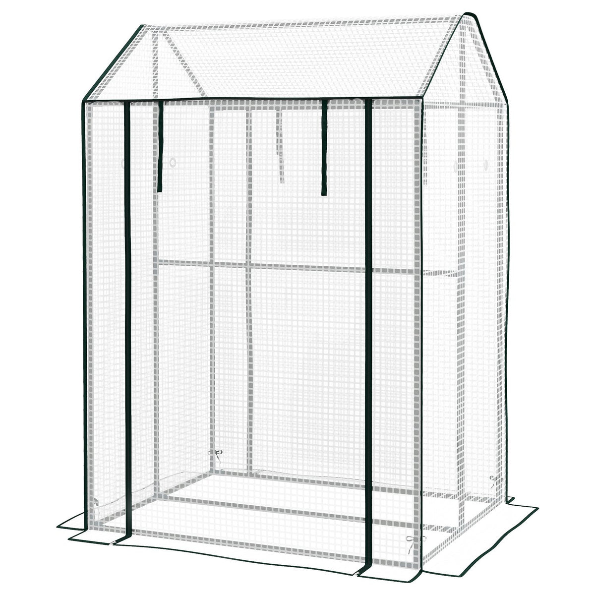 Foil greenhouse greenhouse with double door, windproof tomato house, white, 100x80x150cm