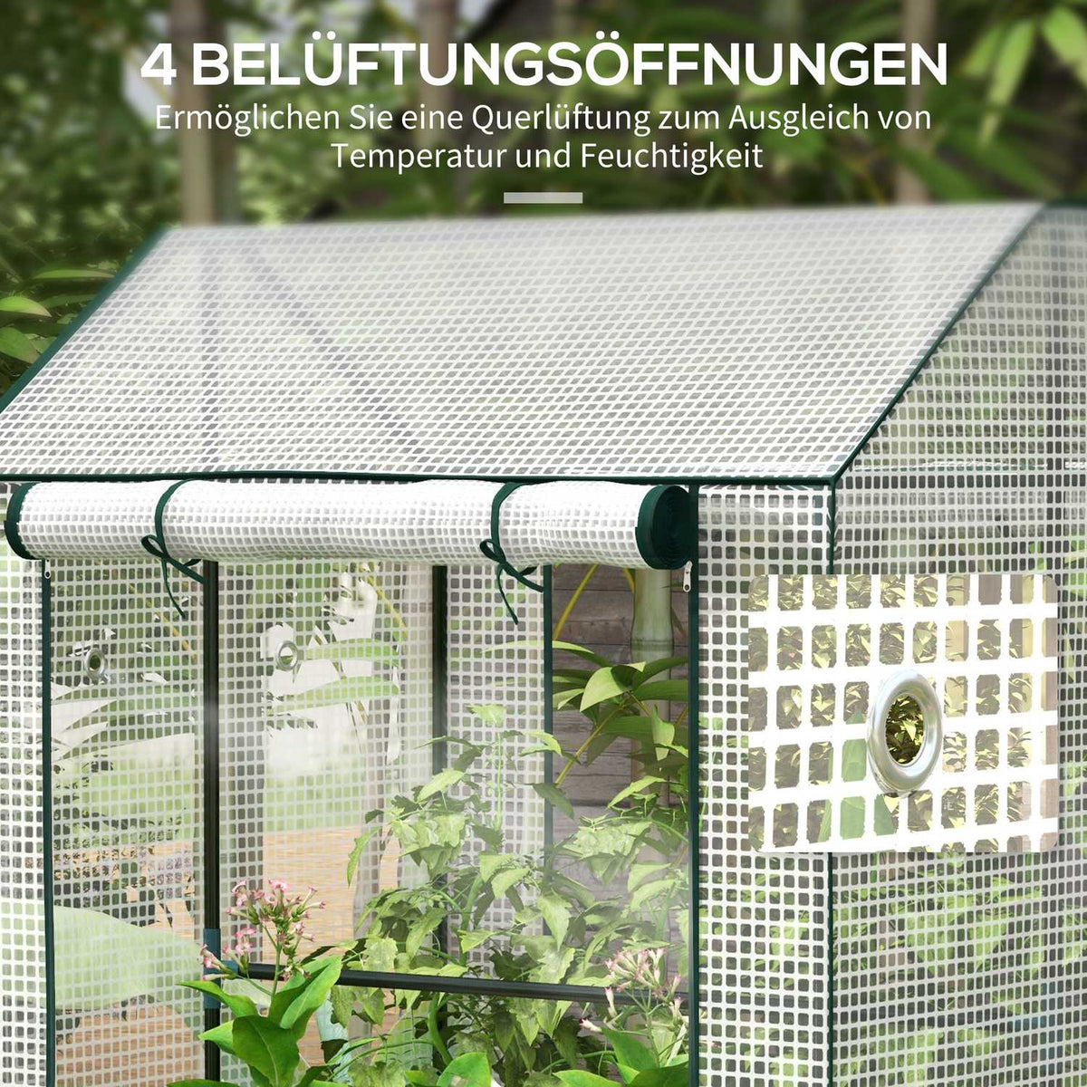 Foil greenhouse greenhouse with double door, windproof tomato house, white, 100x80x150cm