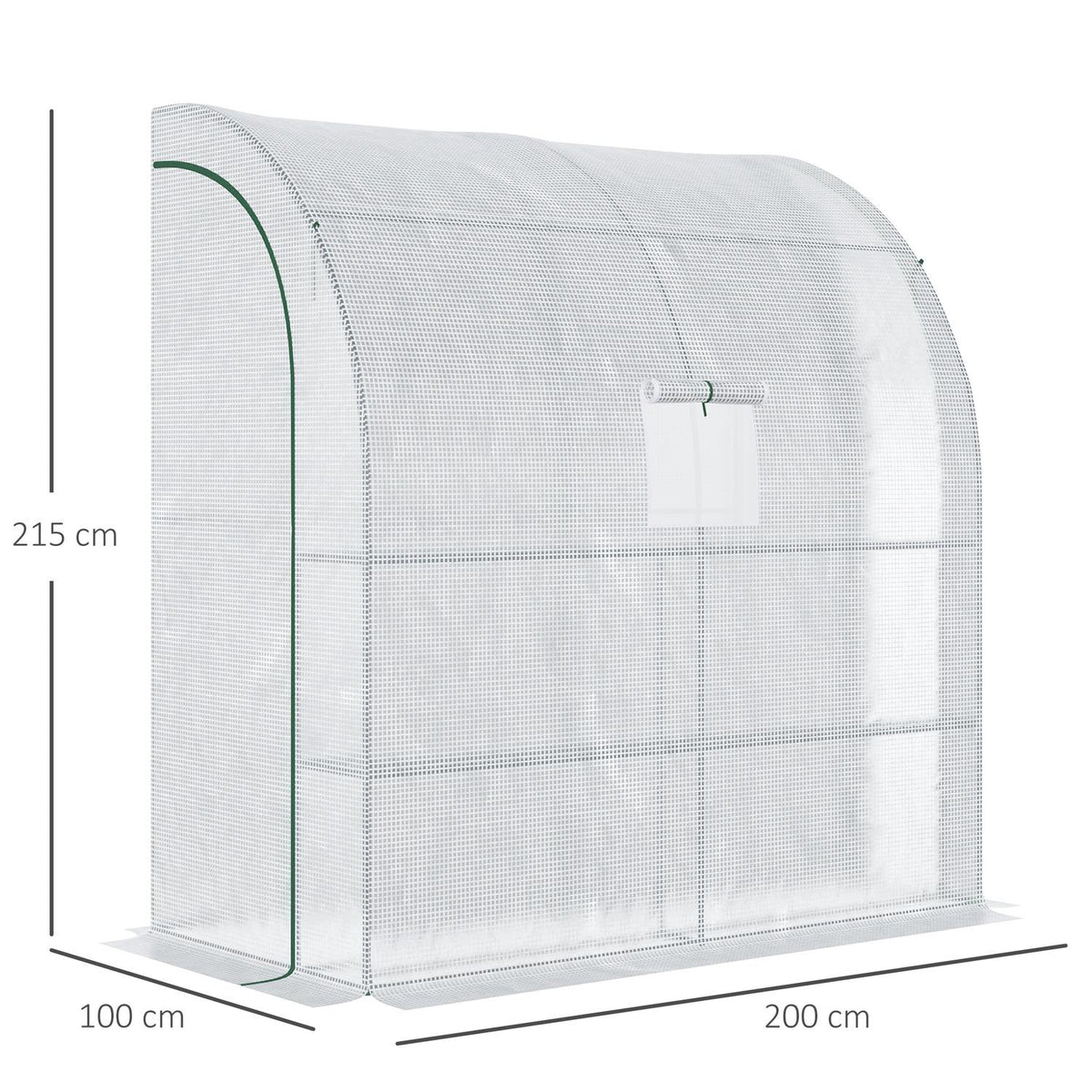 Foil greenhouse tomato greenhouse 200x100x215cm with mesh windows and roll-up doors UV protection in white for plants and garden