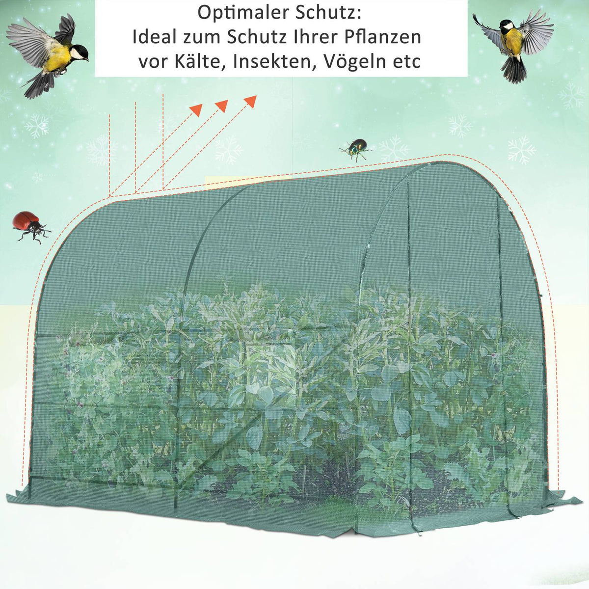 Foil greenhouse tomato greenhouse greenhouse foil tunnel cold frame with window green 245 x 200 x 198 cm