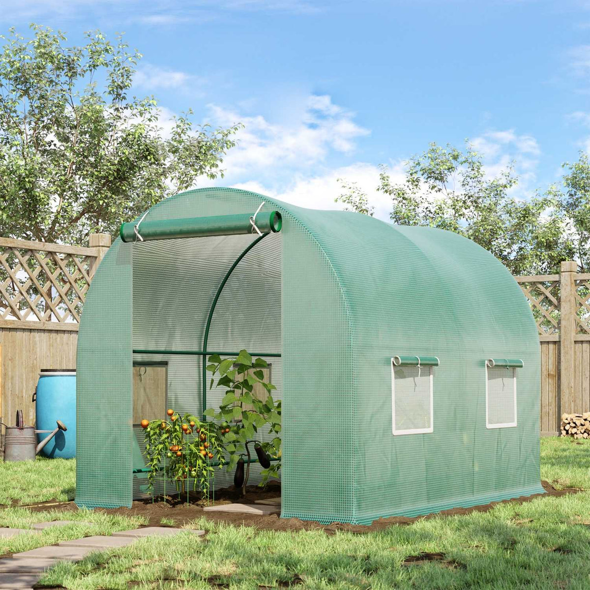Foil greenhouse tomato greenhouse greenhouse foil tunnel cold frame with window green 245 x 200 x 198 cm