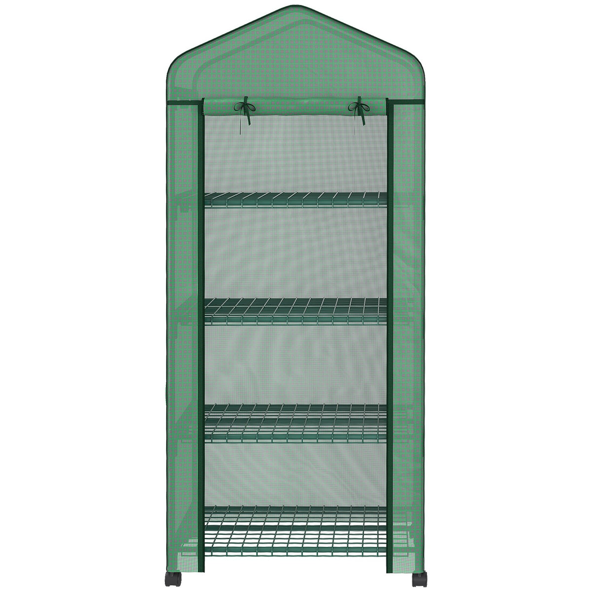 Foil greenhouse with roller, greenhouse with 4 shelves, foil greenhouse with steel frame, for garden, balcony 69 x 50 x 165 cm, green