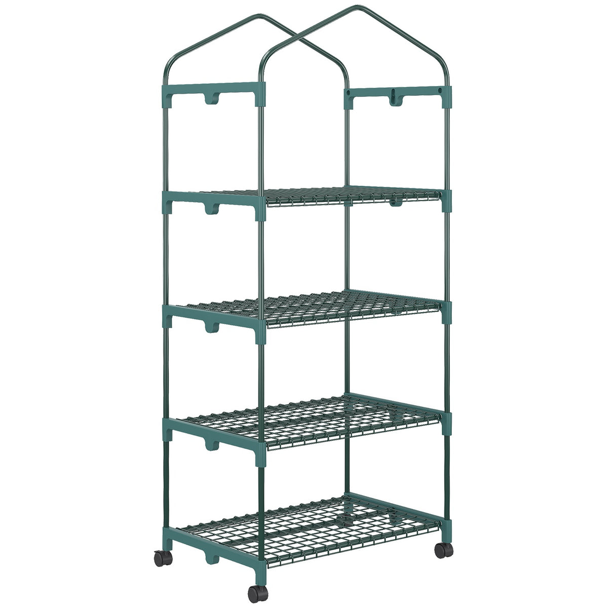 Foil greenhouse with roller, greenhouse with 4 shelves, foil greenhouse with steel frame, for garden, balcony 69 x 50 x 165 cm, green