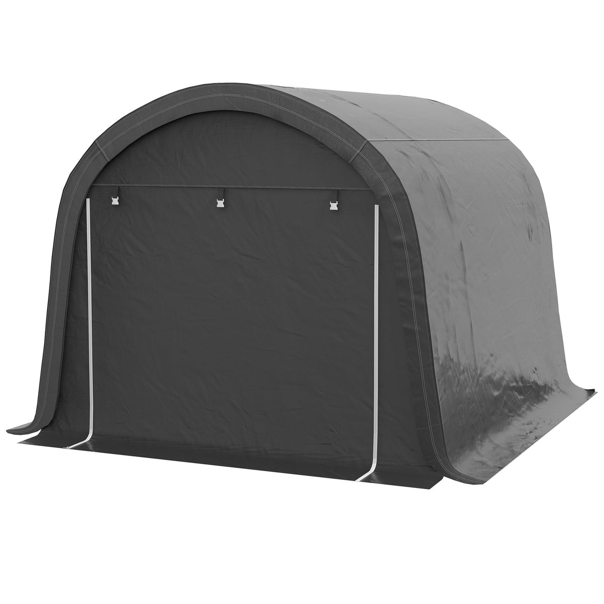 Foil tool shed 3x3m tool shed with UV protection, water-repellent, steel, PE, gray, with two roller shutters