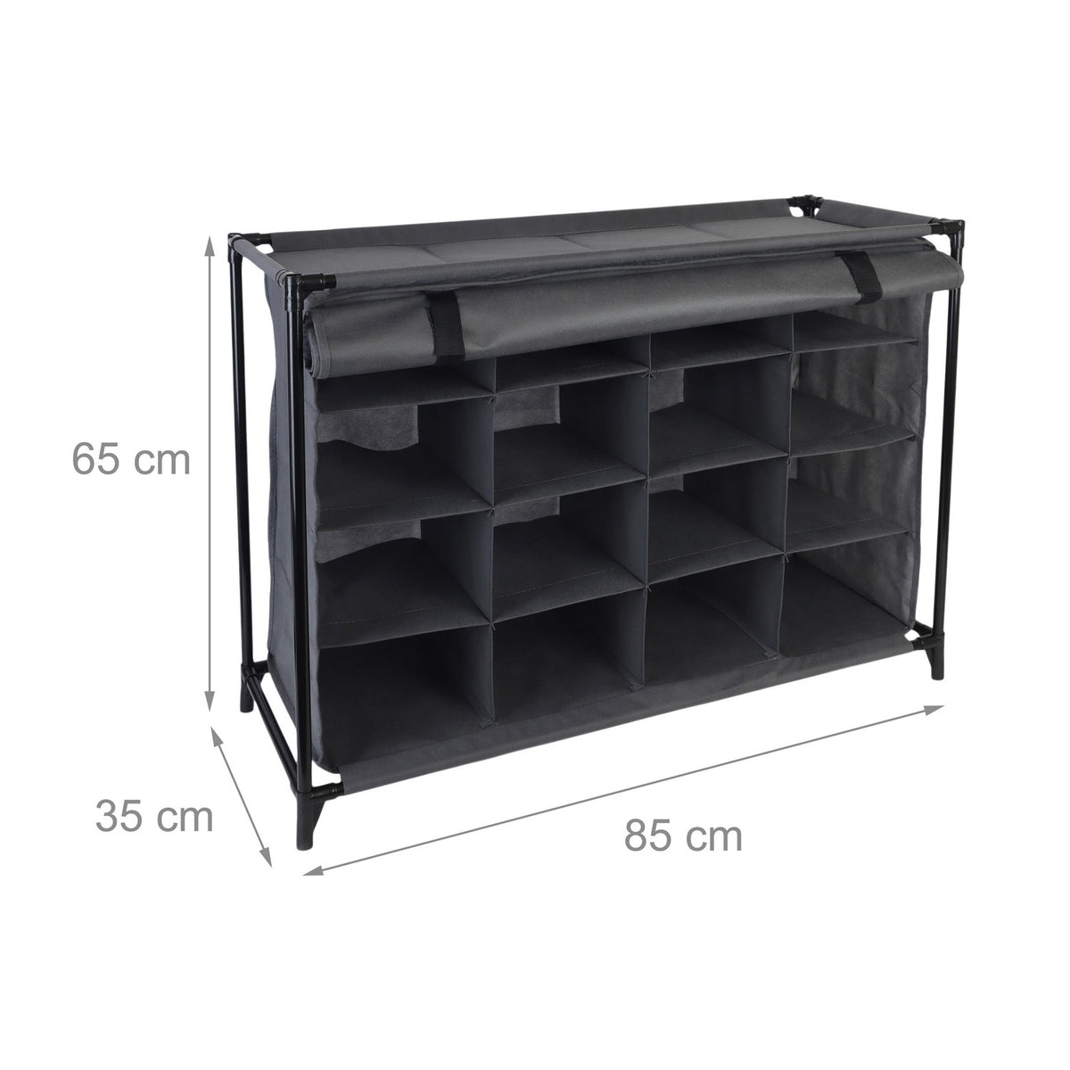 Foldable 16-Section Fabric Shoe Rack for Camping