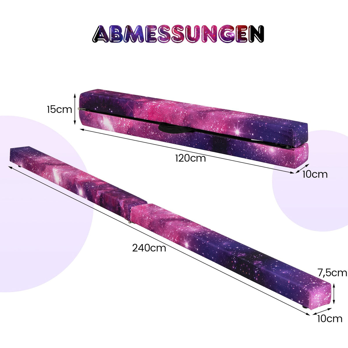 Foldable 240cm Kids Gymnastics Balance Beam with Handles