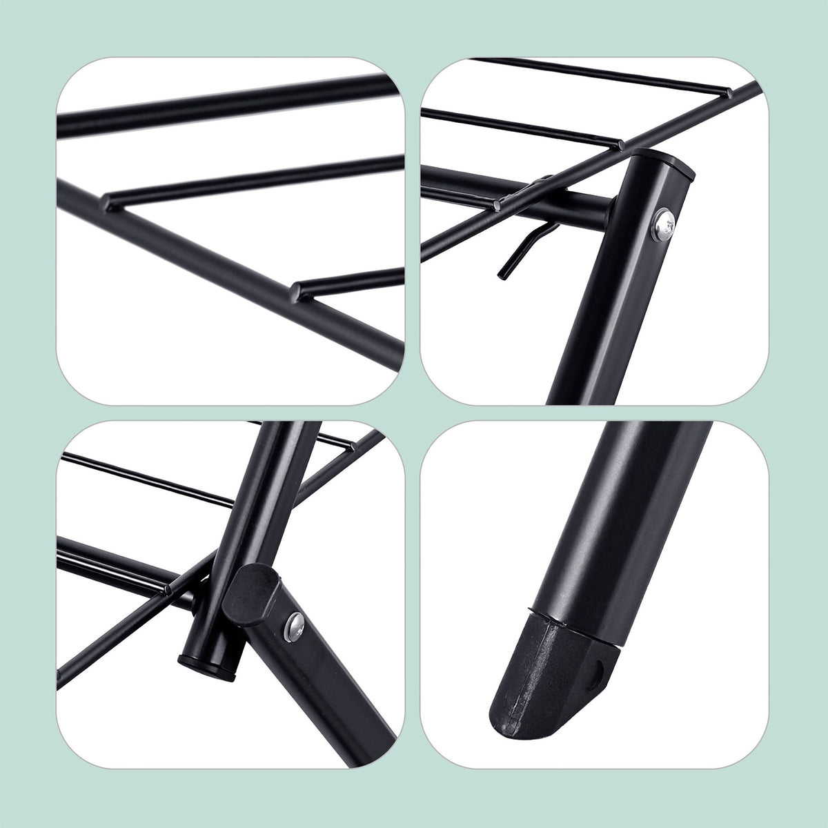 Foldable 3-Tier Clothes Drying Rack – Black, Space-Saving