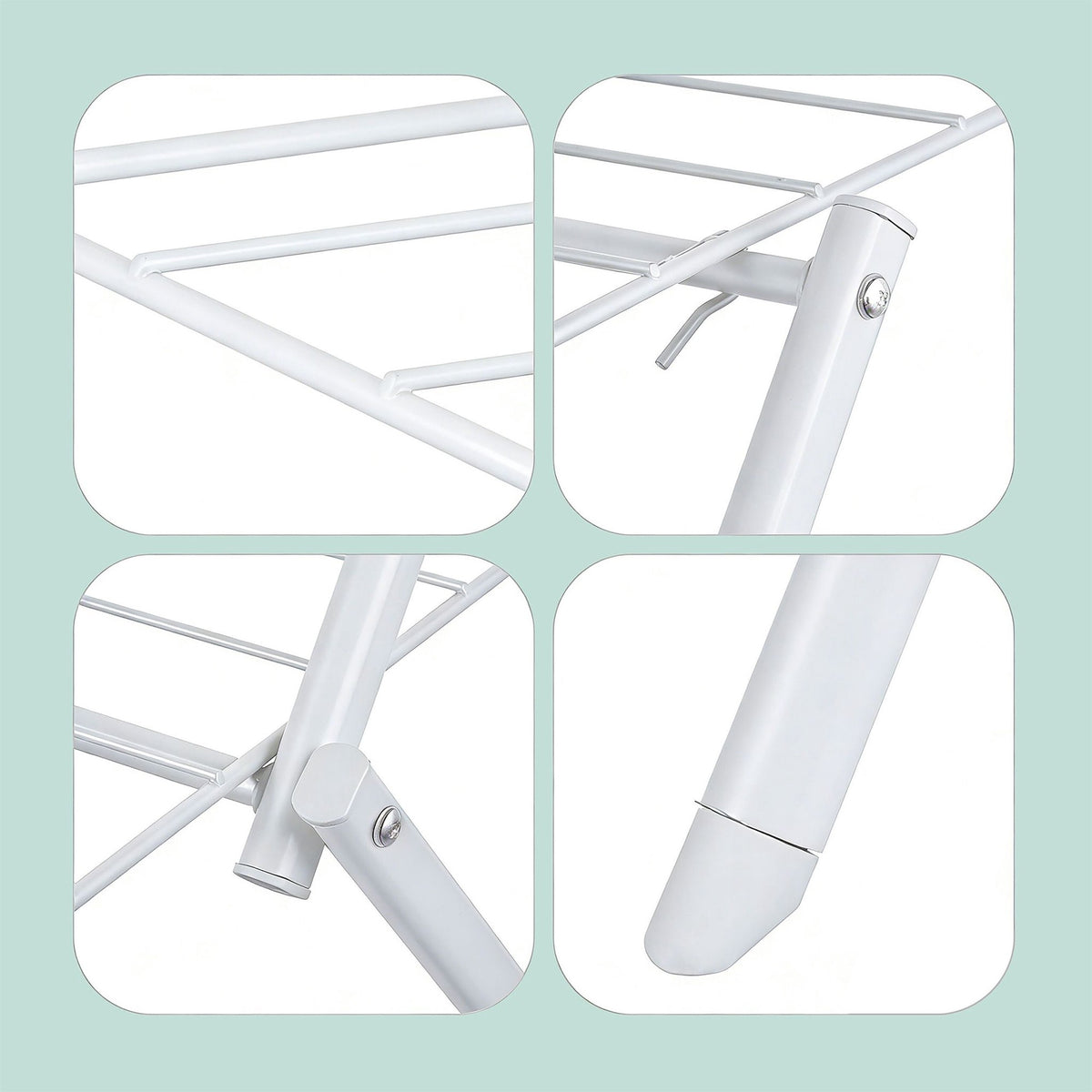 Foldable 3-Tier Clothes Drying Rack, White