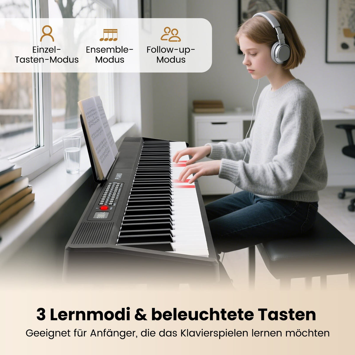 Foldable 88-Key Piano Keyboard with Dual Mode & Learning