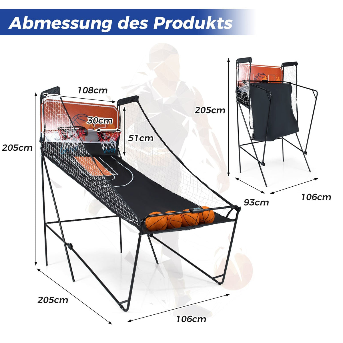 Foldable Arcade Basketball Game with 8 Modes & Scoreboard