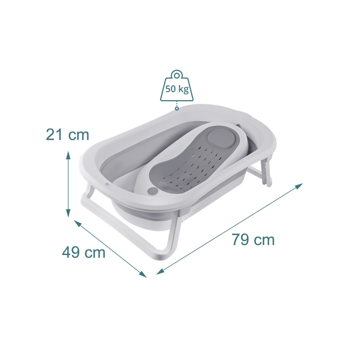 Foldable Baby Bath with Insert, Temp-Sensitive Plug