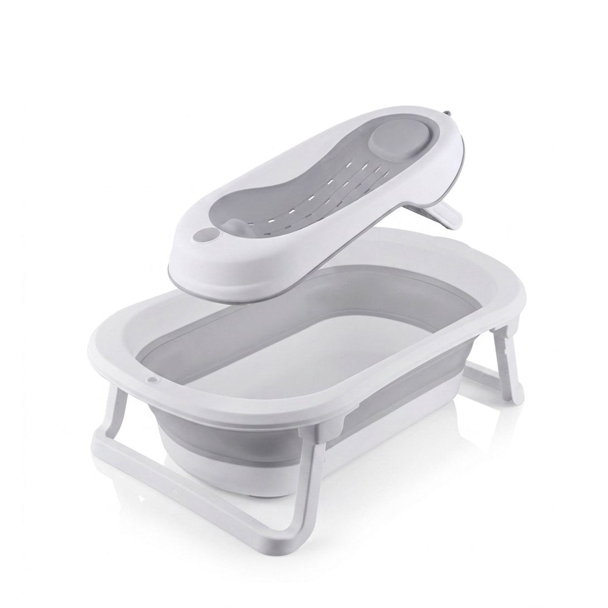 Foldable Baby Bath with Insert, Temp-Sensitive Plug