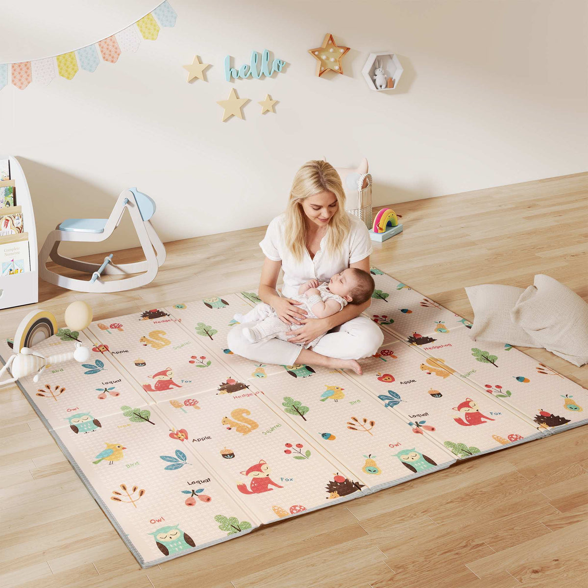 Foldable Baby Play Mat – Double-Sided, 176.5 x 148 cm, Alphabet & Animal Design
