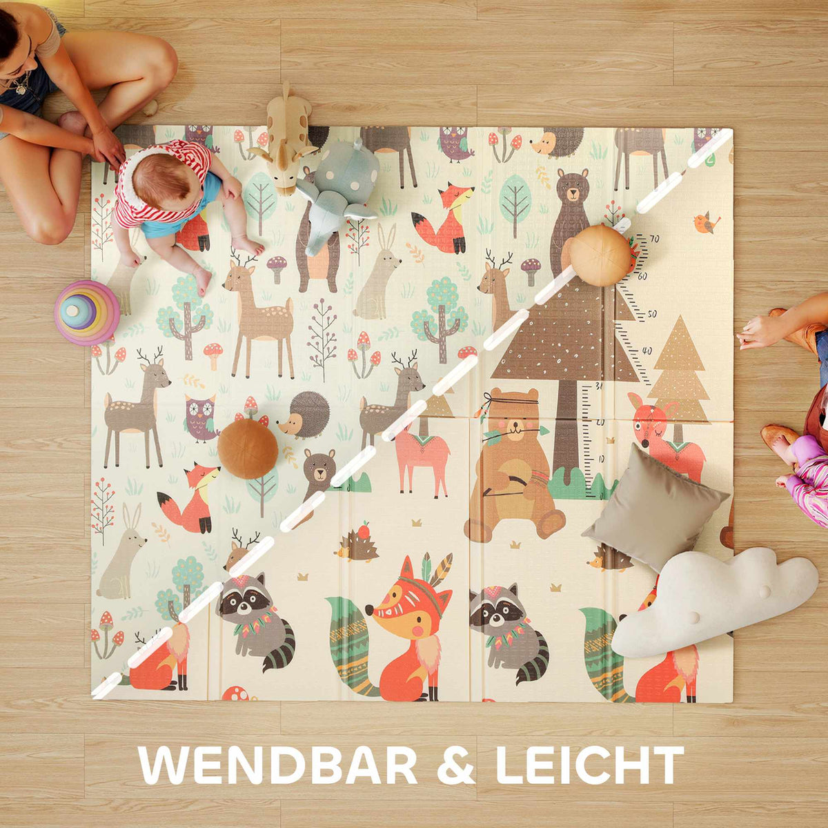 Foldable Baby Play Mat, Double-Sided, 196x176x1.5 cm