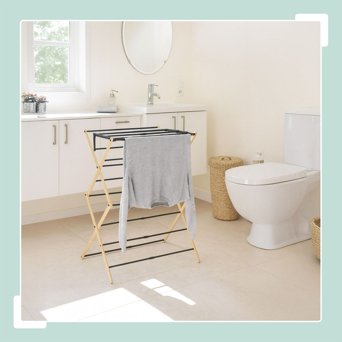 Foldable Bamboo Metal Drying Rack – 6 Tiers, Space-Saving
