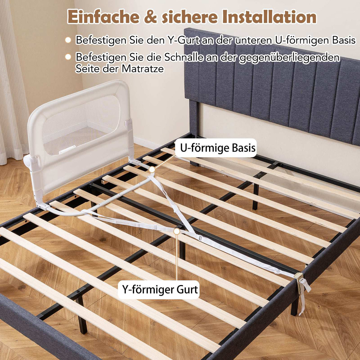 Foldable Bed Rail with Removable Oxford Cover, 80 cm
