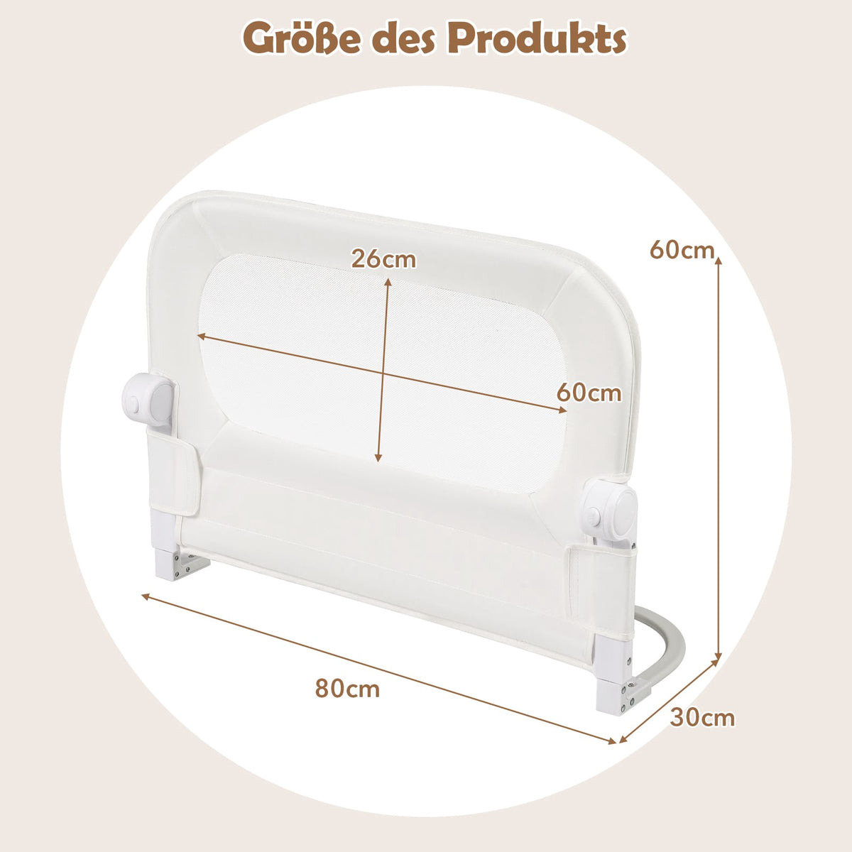 Foldable Bed Rail with Removable Oxford Cover, 80 cm