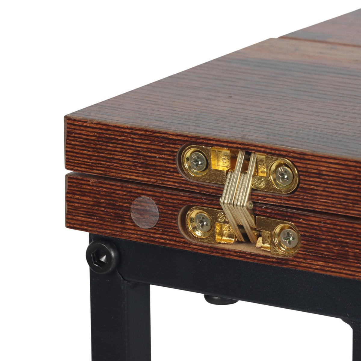 Foldable C-Shaped Side Table, Wood-Effect, Black Frame