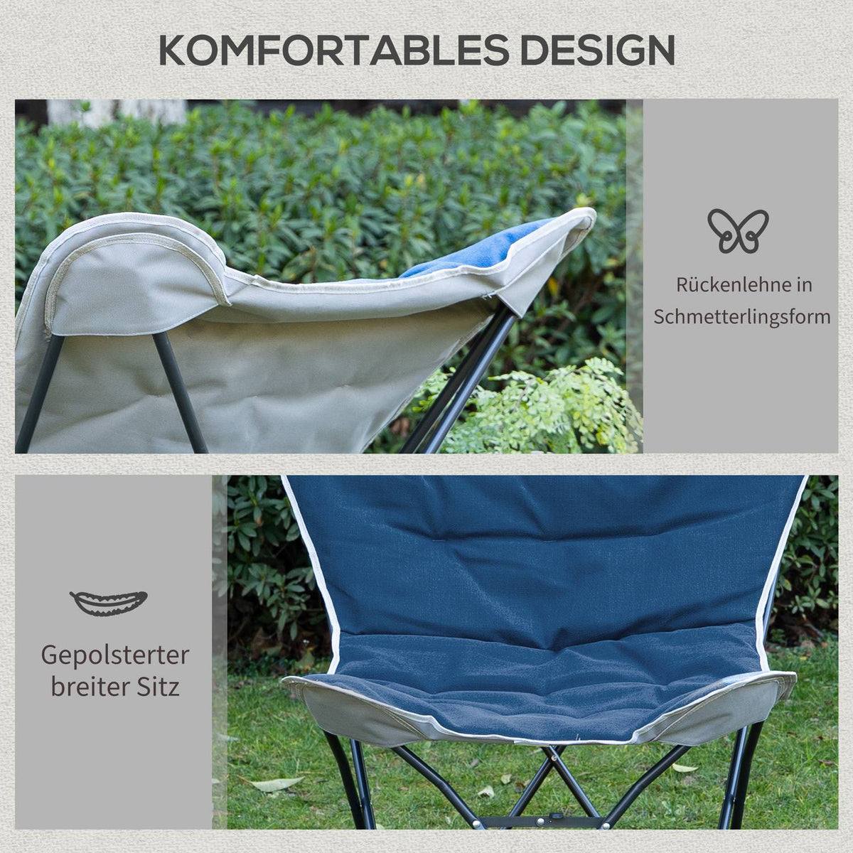 Foldable Camping Chair 120kg Load Capacity, Lightweight and Portable, with Armrests for Outdoor Activities