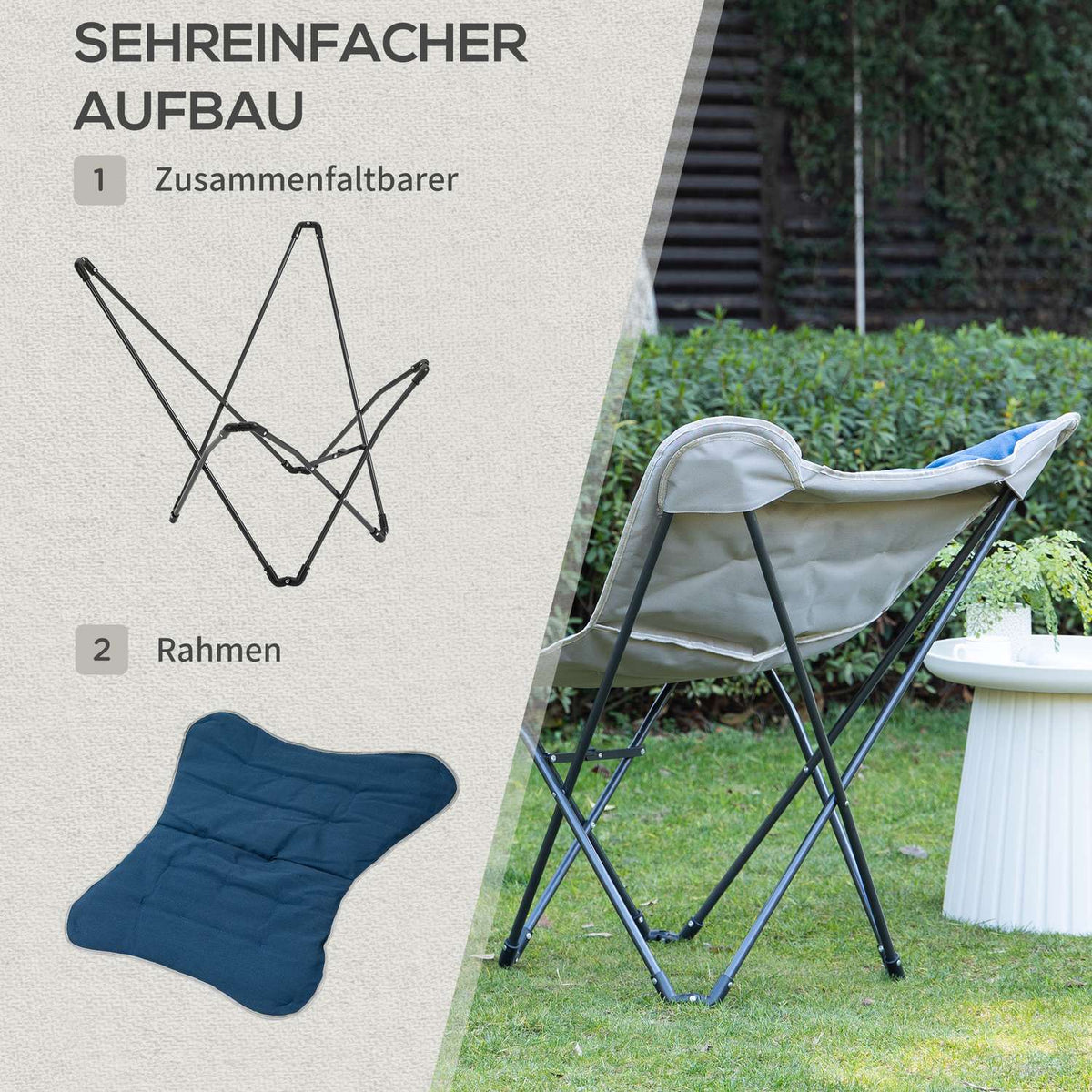 Foldable Camping Chair 120kg Load Capacity, Lightweight and Portable, with Armrests for Outdoor Activities