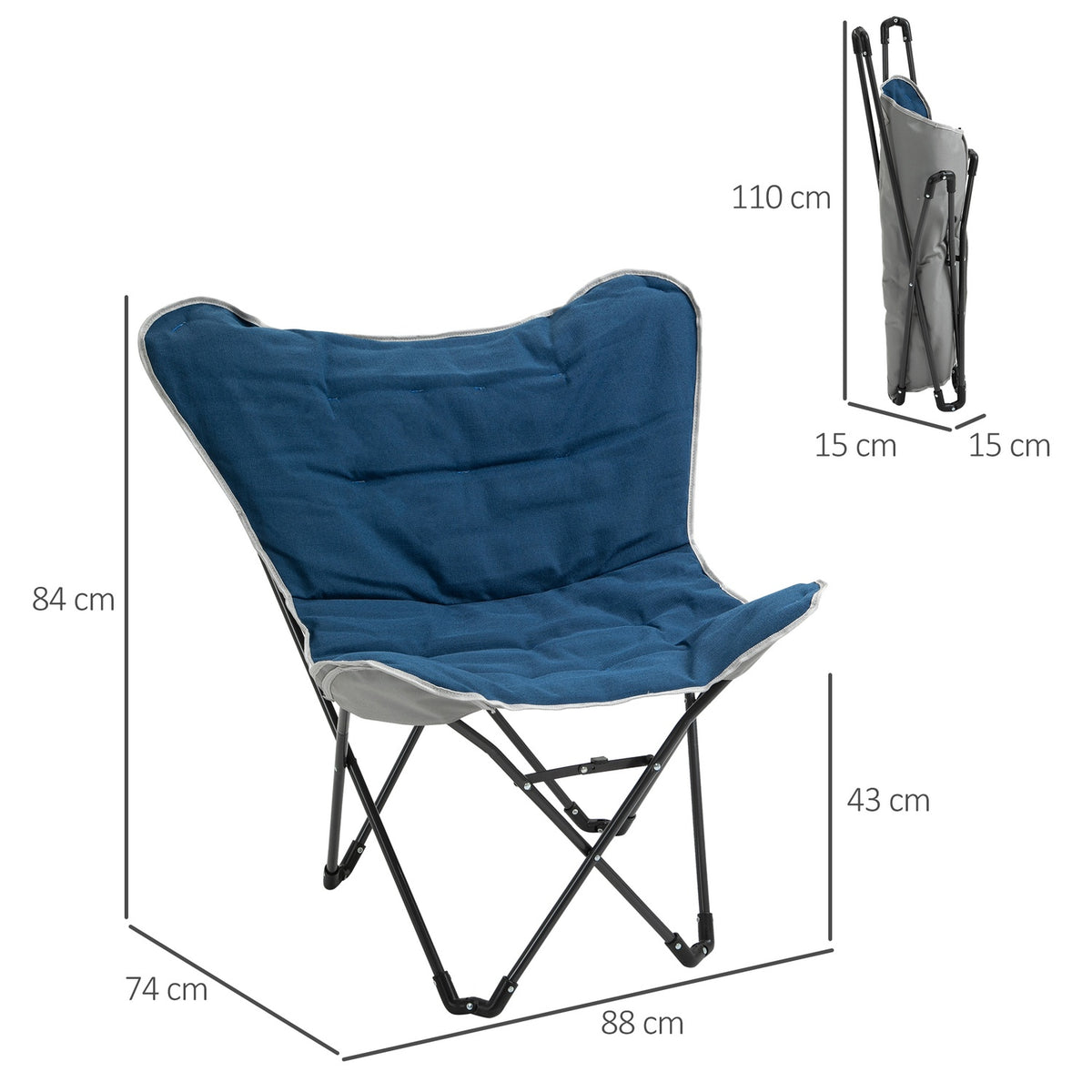 Foldable Camping Chair 120kg Load Capacity, Lightweight and Portable, with Armrests for Outdoor Activities
