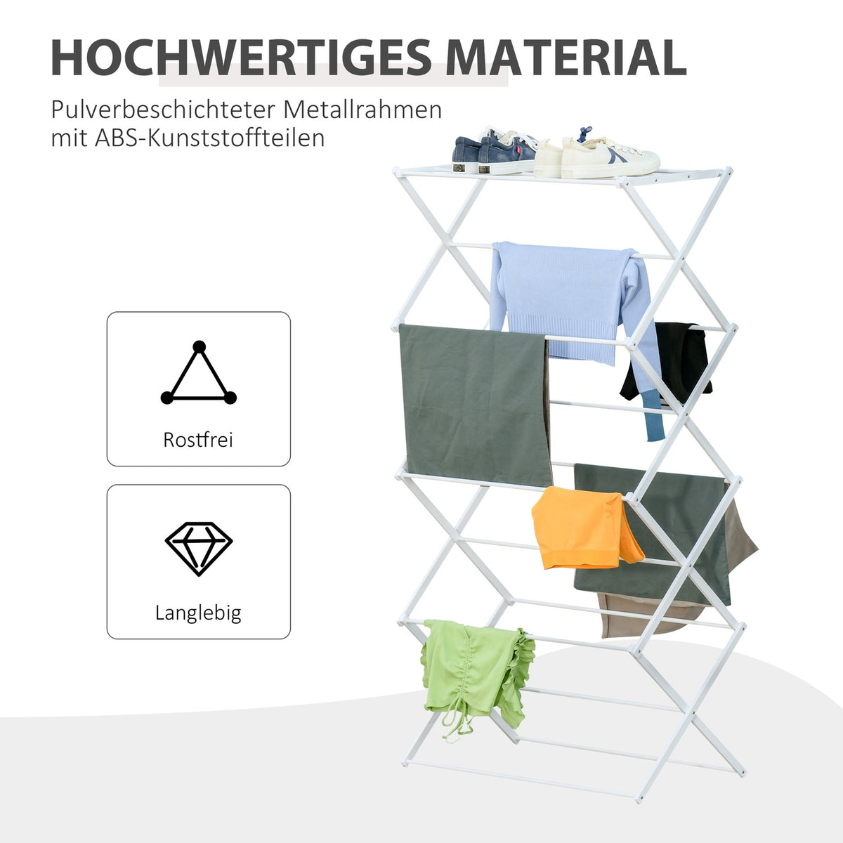 Foldable Clothes Airer 8 Levels Tower Dryer Metal Plastic White 74X35X144Cm