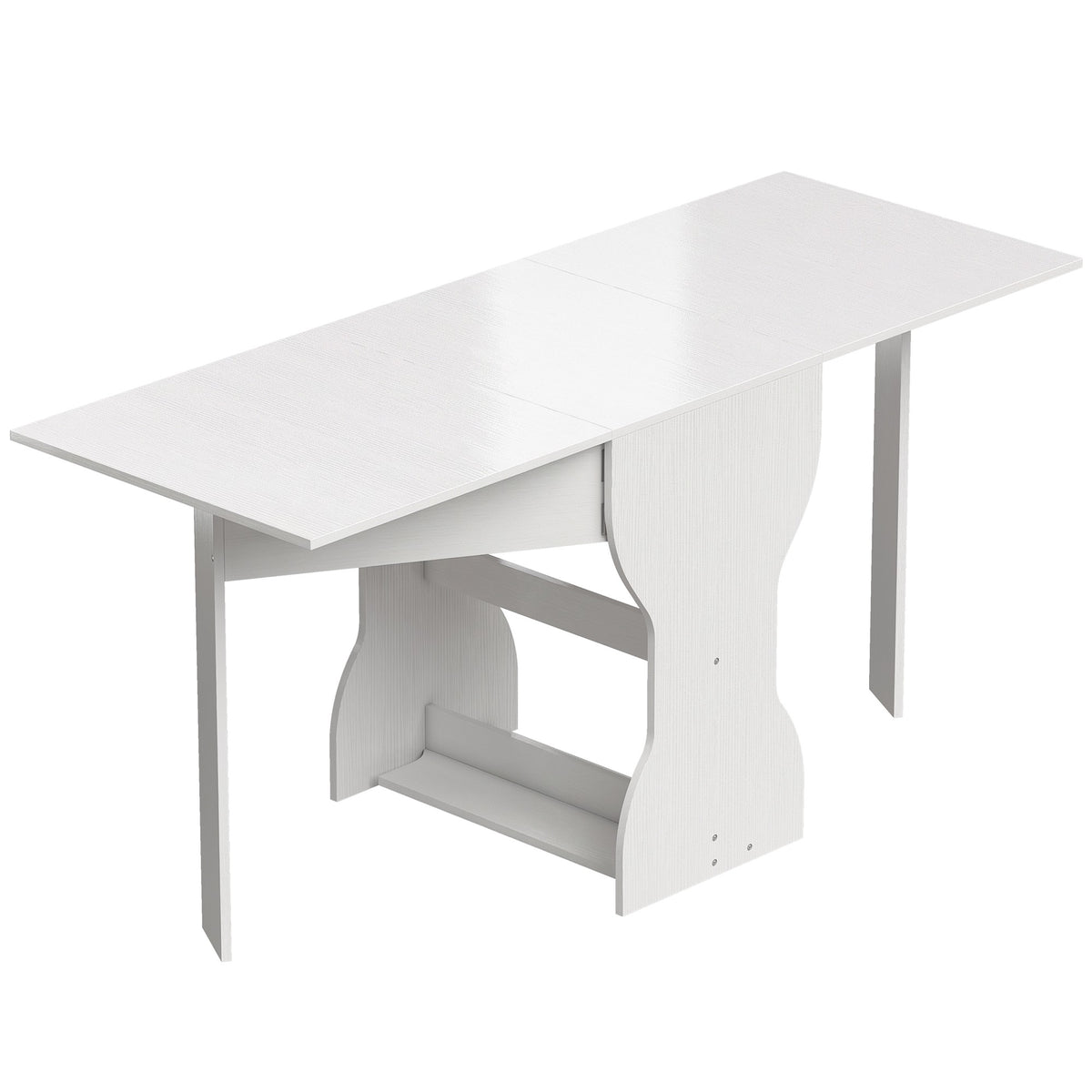 Foldable Dining Table with Storage, Seats 2-4, White, 160x60x75 cm
