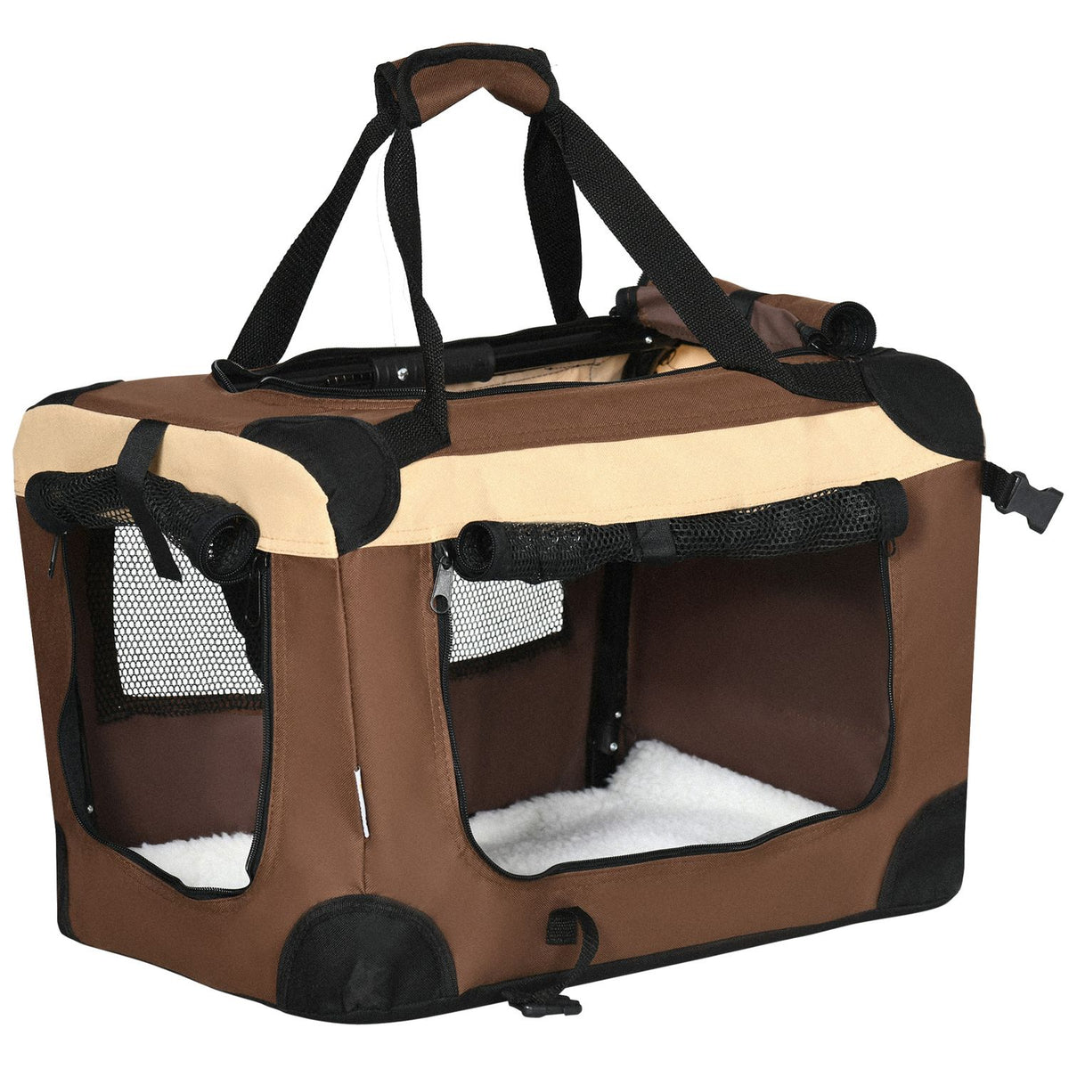 Foldable Dog Box, Dog Bag, Transport Bag With Cushion, For Minimal Dogs Up To 4 Kg, Outdoor, Brown