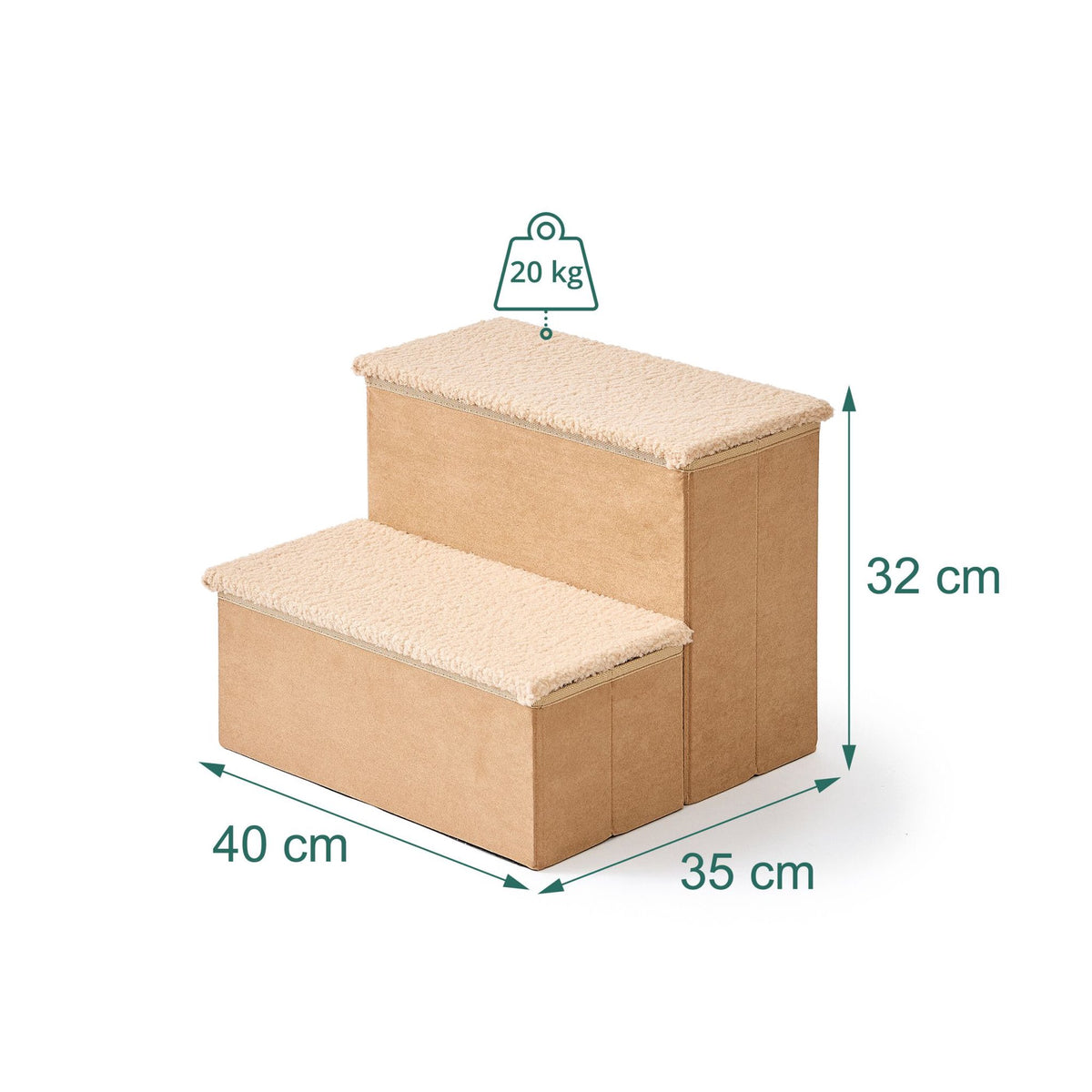 Foldable Dog Steps with Storage – Beige, Size S
