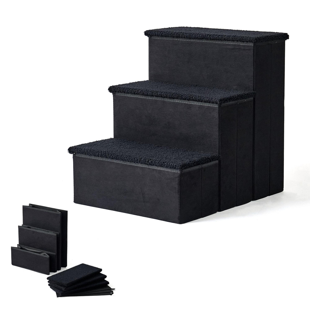 Foldable Dog Steps with Storage, Medium, Black