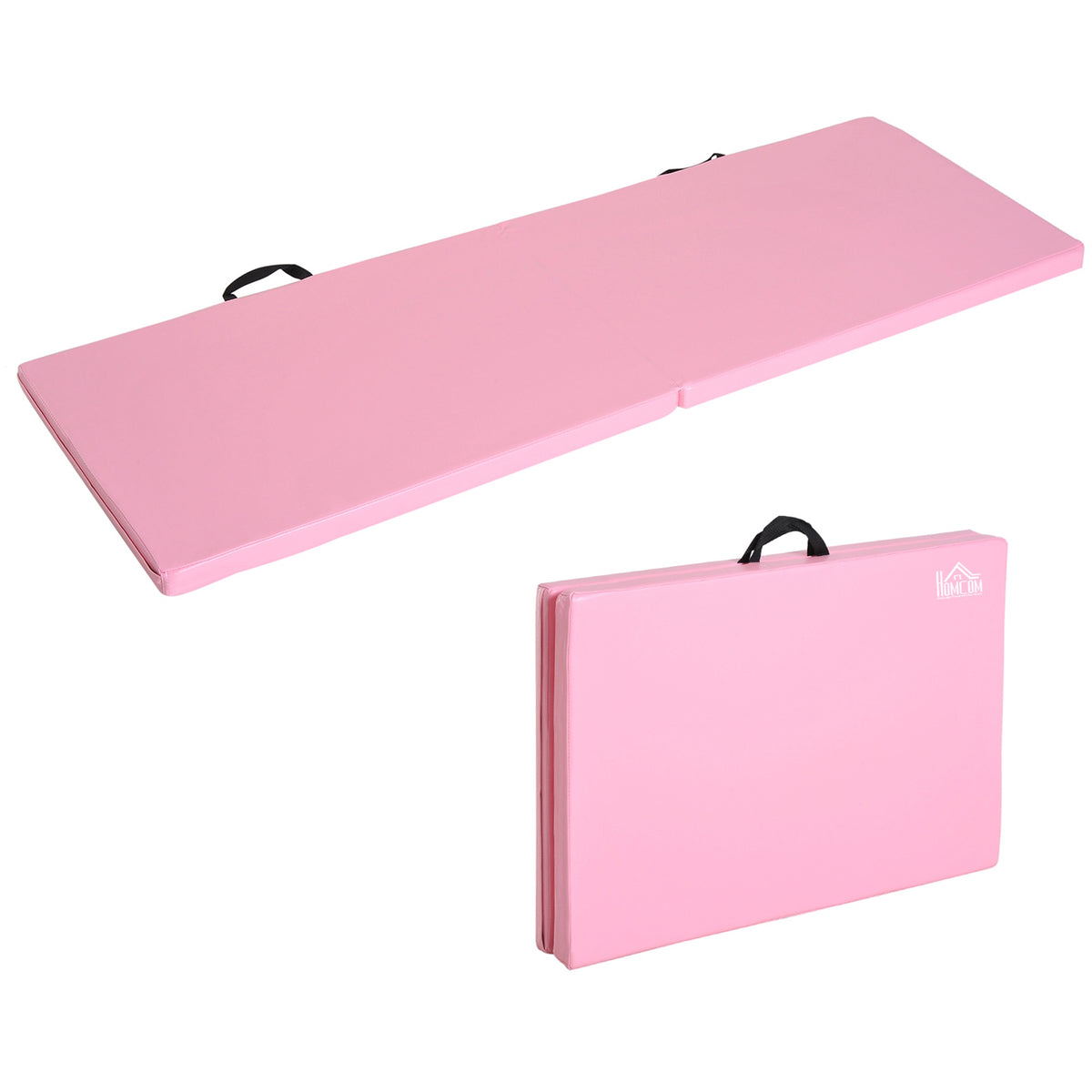 Foldable Fitness Mat with Handles, 180x60x5 cm, Pink