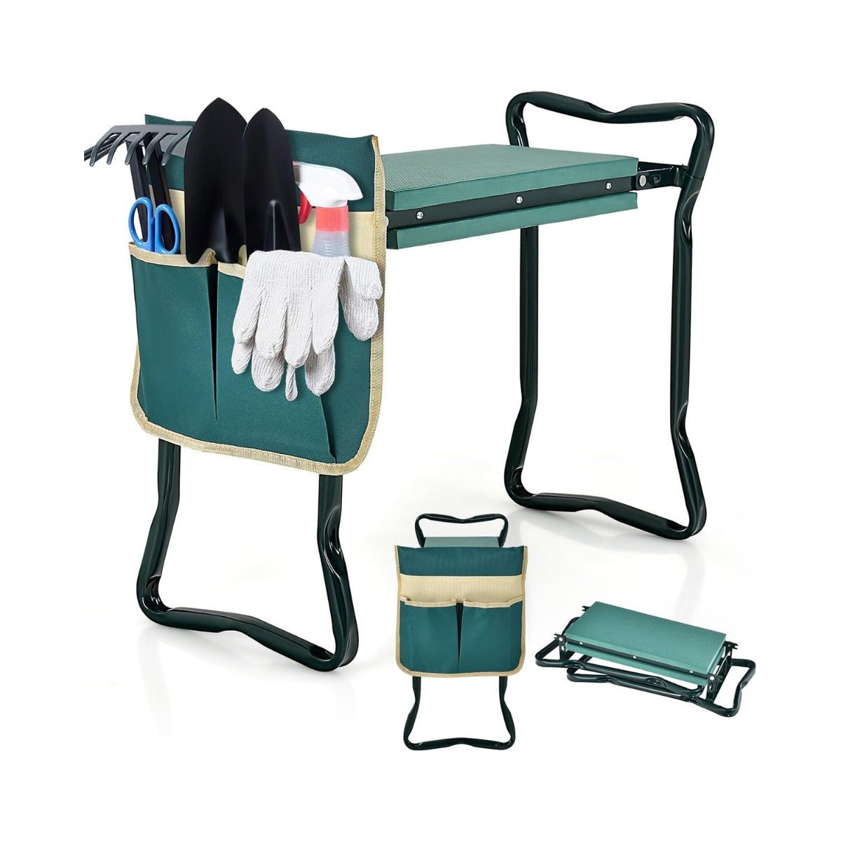 Foldable Garden Kneeler & Seat with EVA Pad and Tool Bag