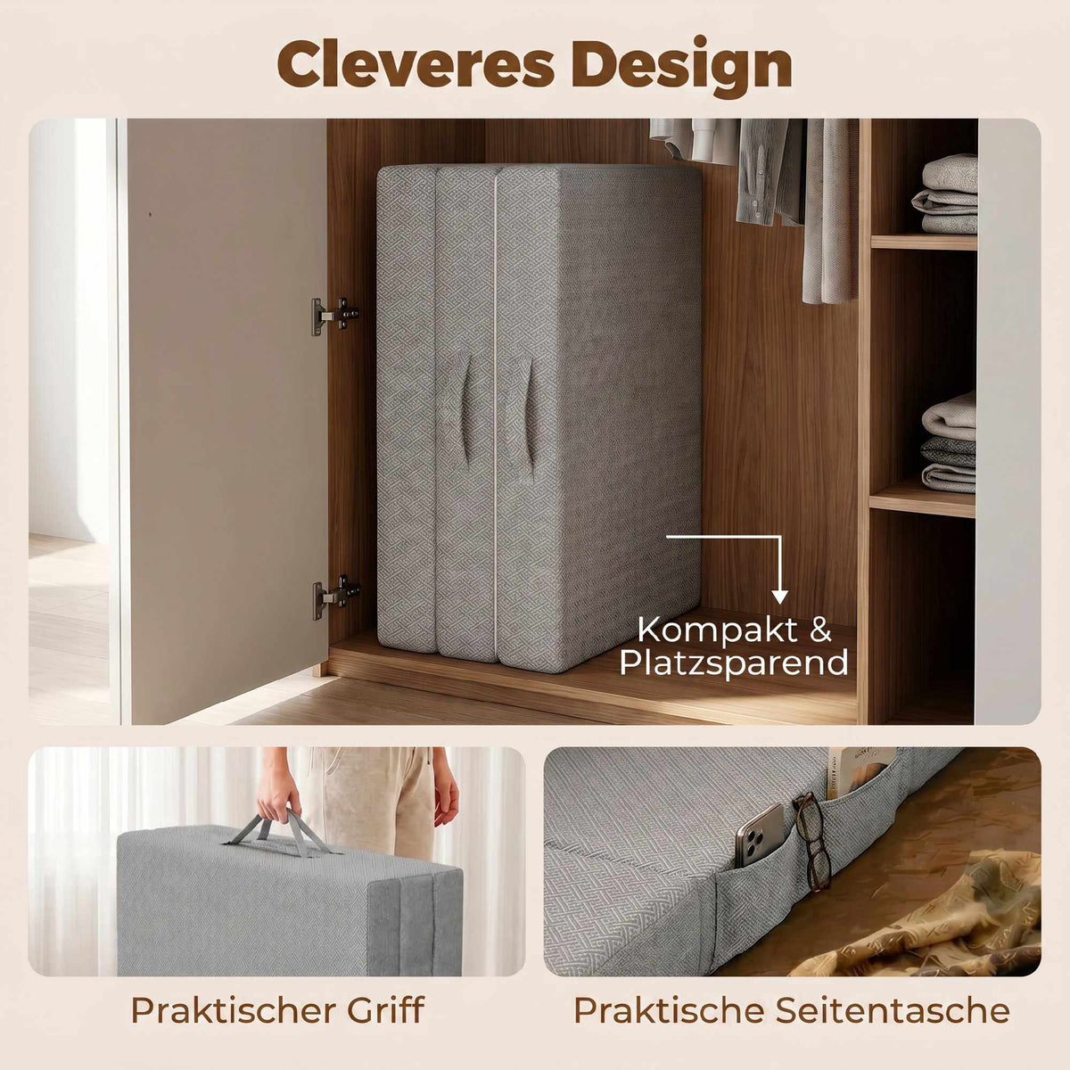 Foldable Gel Foam Mattress 90x200 cm with Washable Cover