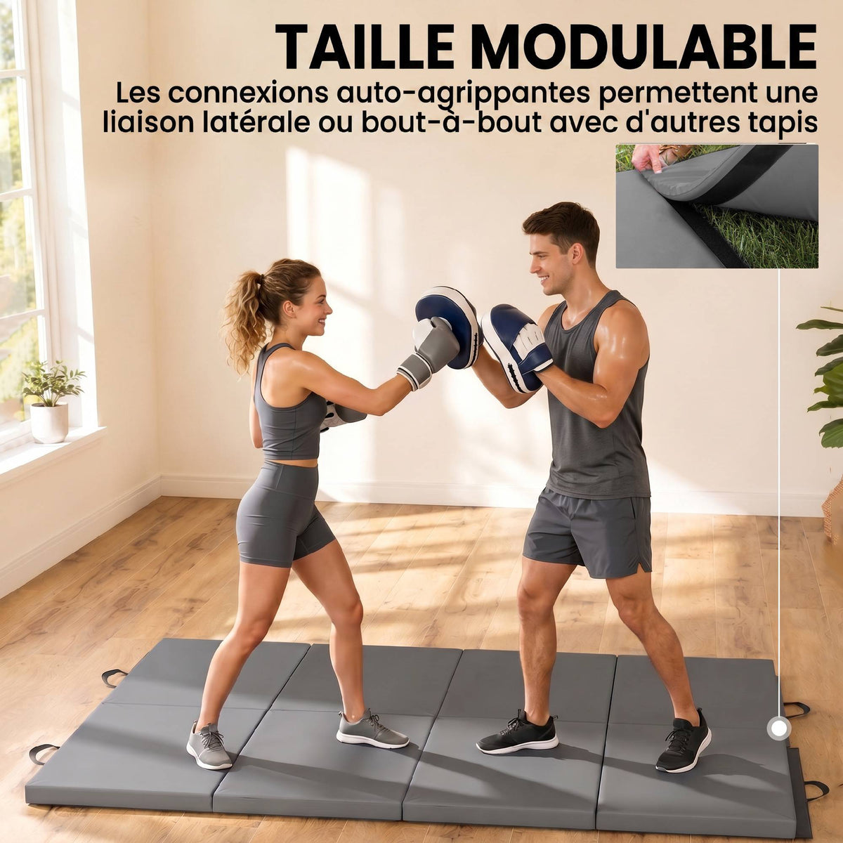 Foldable Gym Mat With Handles, Gray, 180 x 80 x 5 cm