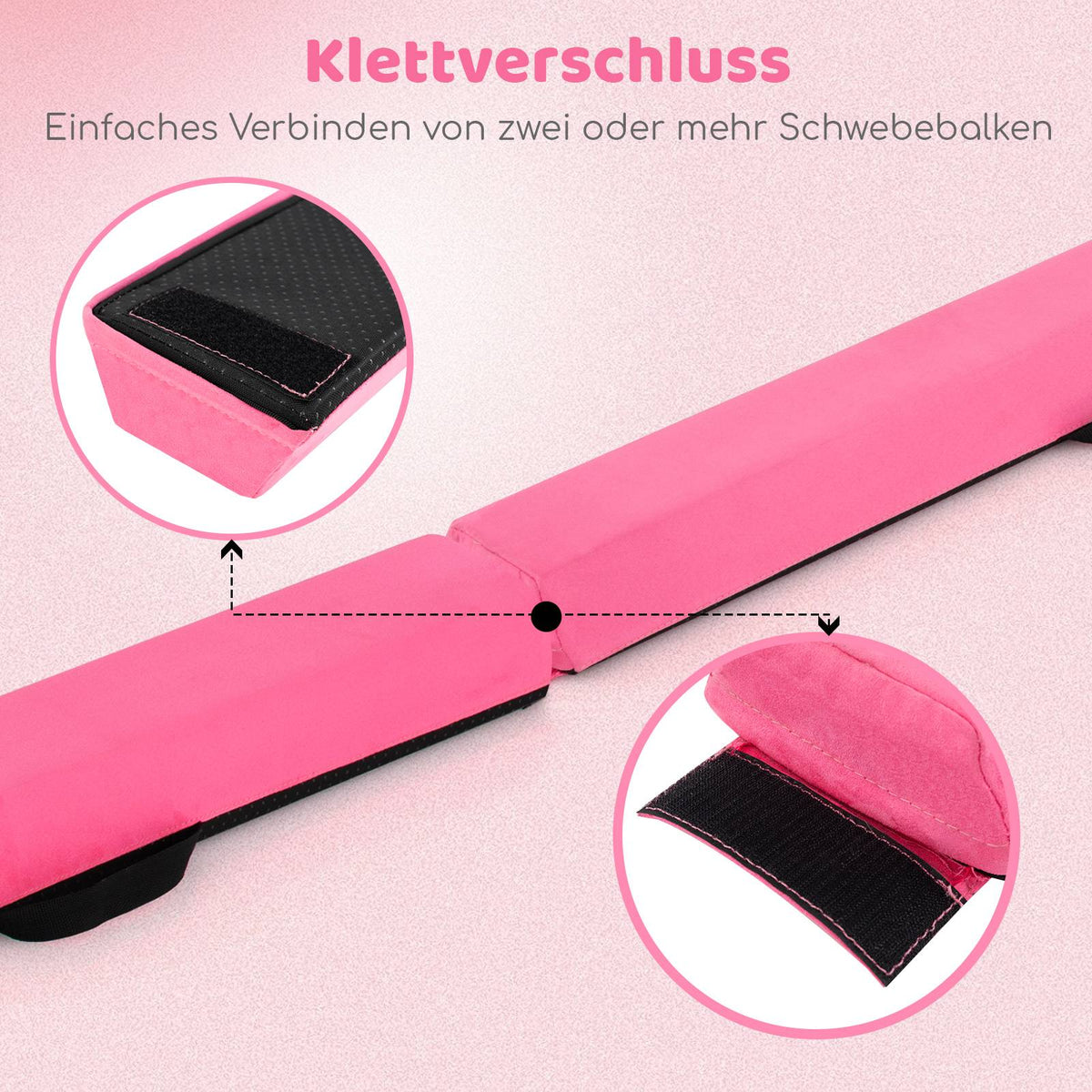 Foldable Gymnastics Balance Beam, 210 cm, Pink, Non-Slip